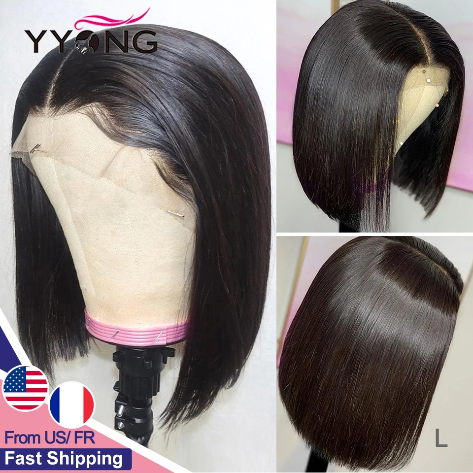 Yyong 1X6 T Part Lace Wig Short Bob Closure Wigs Straight Lace Closure Bob Wig With Baby Hair 120%