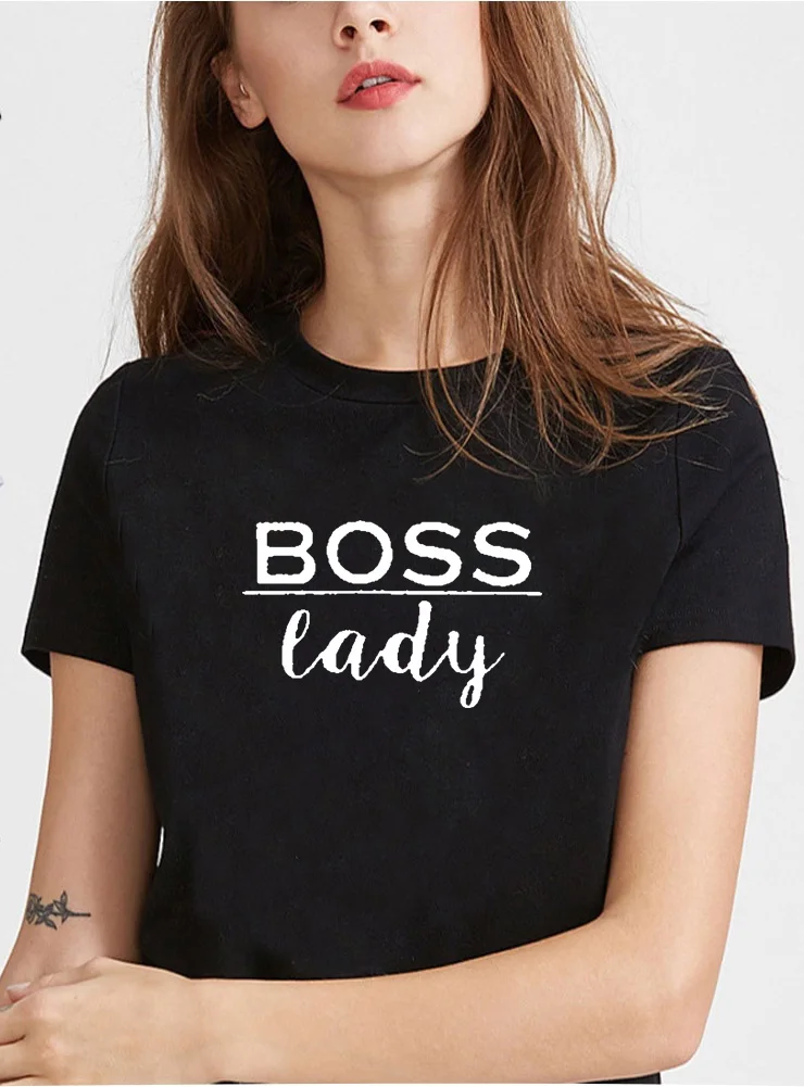Женская забавная Футболка BOSS LADY хлопковая футболка с коротким рукавом женская