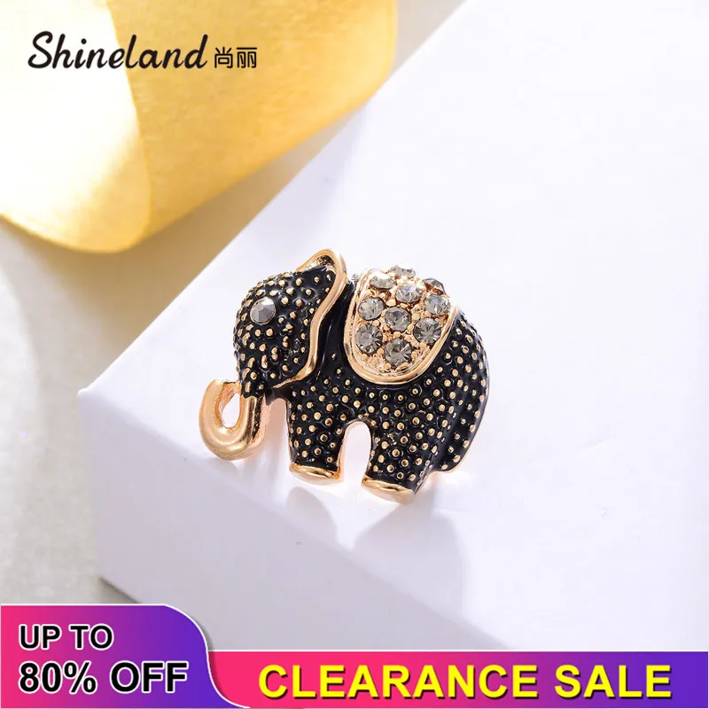 Shineland Cute Small Retro Elephant Brooches for Men Women Rhinestone Alloy Suits Collar Pins Scarf Buckle Accessories Gift | Украшения и