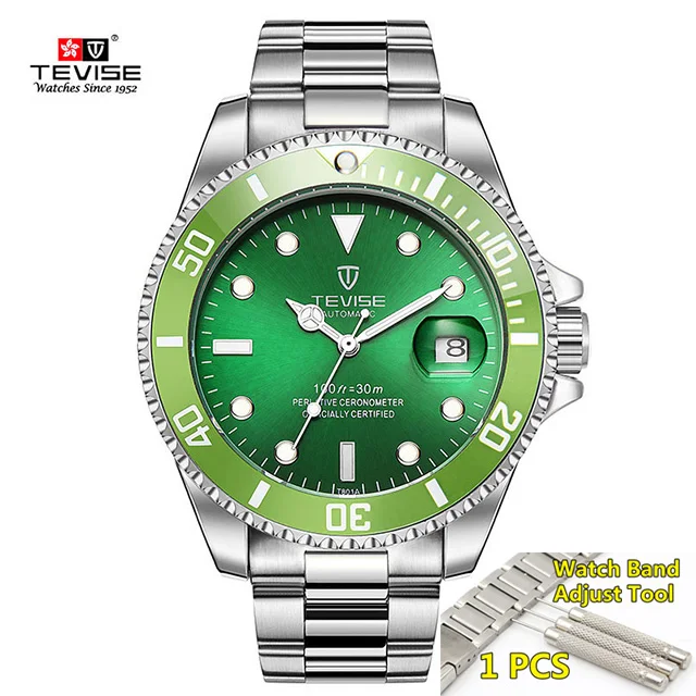 2-blue-silver Tevise Top Brand Luxury Men Mechanical Watches Automatic waterproof Stainless Steel Men Wristwatches Relogio Masculino - Цвет: 2-blue-silver