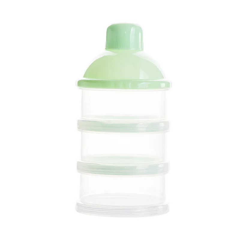 Портативный дозатор для молочного порошка, контейнер для хранения еды, кормушка для малышей, трехсеточная коробка для хранения детского питания - Цвет: green