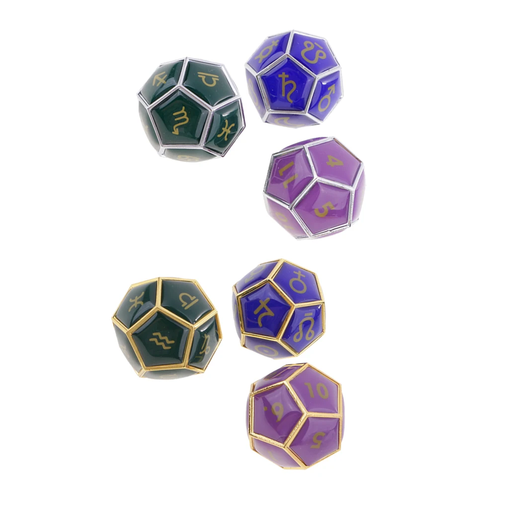 Opaque Constellation Dice Fortune Telling Game Props Pack Of 3 Chrome 1.6cm