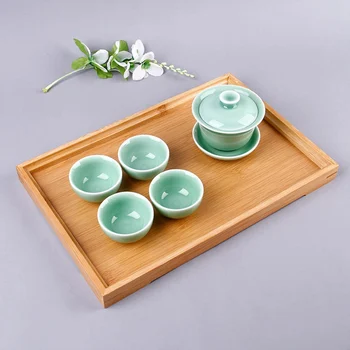 

Japanese Bamboo Square Tray Solid Wood Rectangular Plate Dessert Tea Coffee Cocktail Meal Fruit Tray Family Cake Breakfast Tray