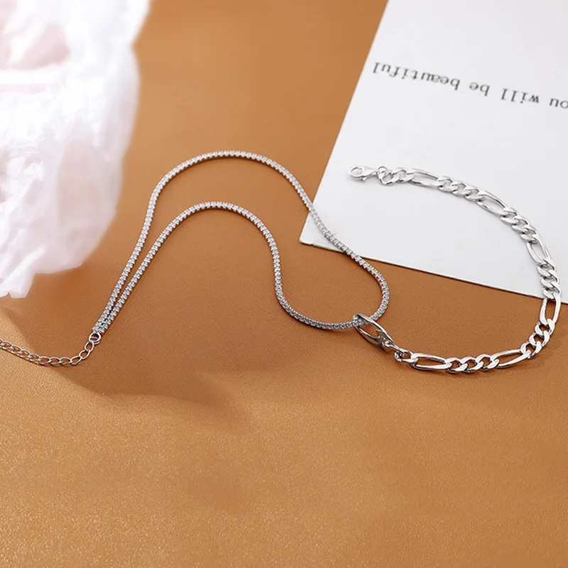 New Trendy Silver Color 925 Sterling Silver Shiny AAA Zircon Chain Choker For Women Wedding Necklace Gift Fine Jewelry NK070 - Image 3