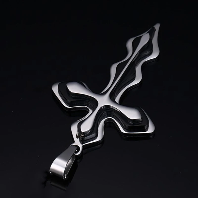 2021 Fashion New Black Rectangle Pendant Necklace Men Trendy Simple Stainless Steel Chain Men Necklace Jewelry Gift
