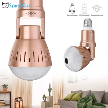 

360 Degree HD Fisheye Lens Panoramic E27 Bulb Lamp WiFi IP Wireless Night Vision Camera Home Baby Pet Security Surveillance