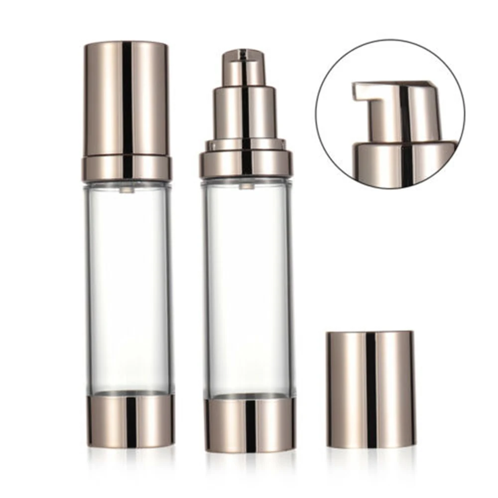 

50ml/30ml/15ml Empty vacuum airless bottle AS lotion bottles serum emulsion bottle with gold top Makeup Tool Container Rose Red