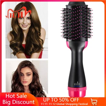 

2 in 1 Hot Air Curling Brush One Step Hair Dryer Volumizer Negative Ion Straightening Brush Salon Curler Hair Styling Tools Comb