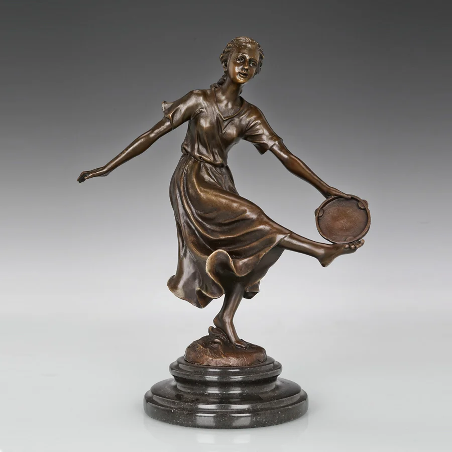 Bronze Classical Woman Dance Statue Female Dancer Sculpture Art Decor 