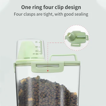 

Portable Large Pour Spout Sealing PP Feeding Supplies Practical Pet Food Storage Container Home Dogs Cats With Measuring Cup
