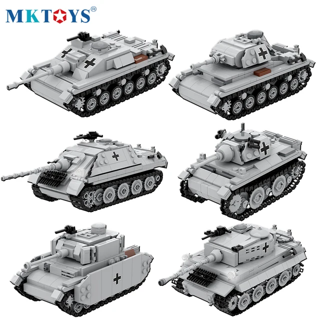 WW2 German Military Battle Tank Model Building Blocks Technical Blocks Tracked Armored Vehicle Army Soldier Bricks Toys for Boys 1