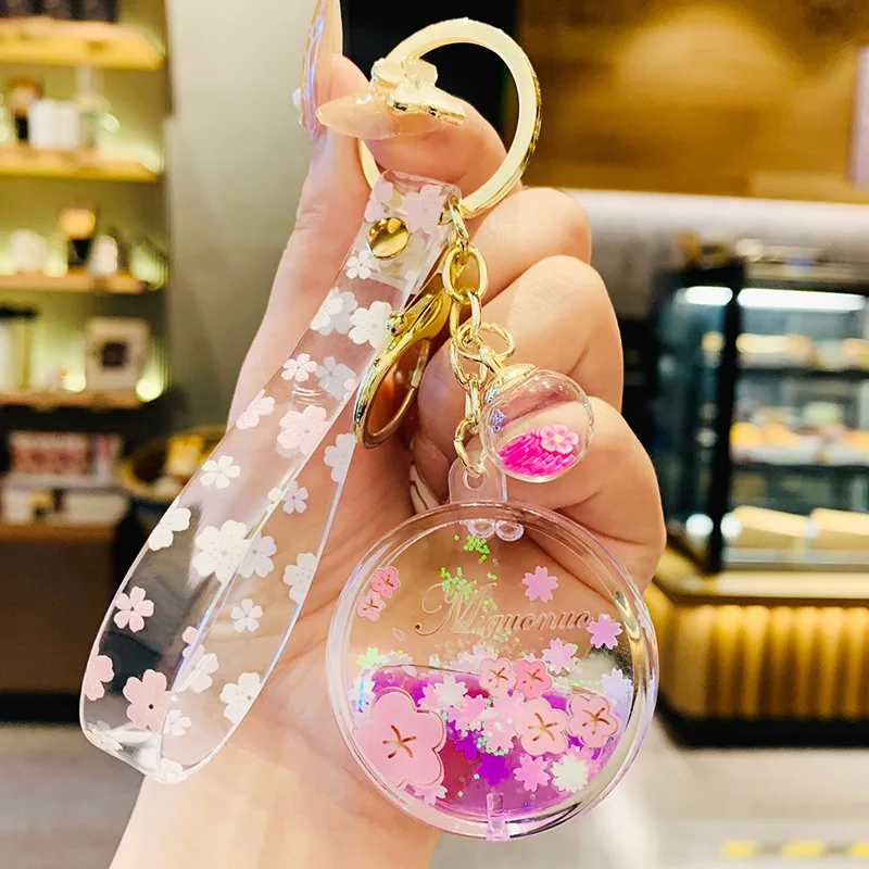 Flower Glitter Keychain Charm with Hook