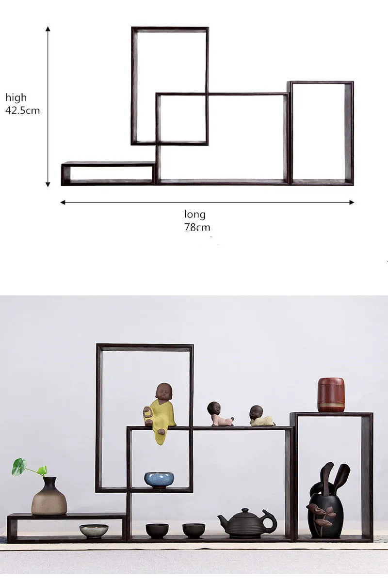 Современной плотной древесины черный Полки Полка минималистский декор чайный набор стеллажи деревянный магазин домашняя организация и стеллаж для хранения