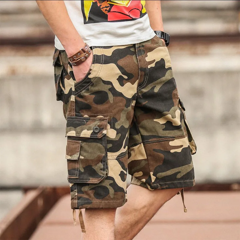 Summer Cargo Shorts Men Camouflage Camo Casual Cotton Multi-Pocket Baggy Bermuda Streetwear HipHop Military Tactical Work Shorts best men's casual shorts