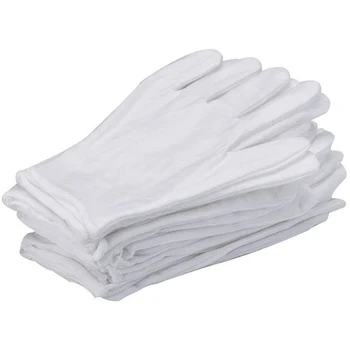 

24 Pairs White Cotton Gloves, Thicker and Resuable Works Glove 9.4 Inches for Coin Jewelry Silver Inspection - Large