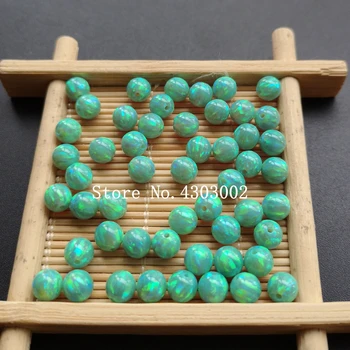 

20pcs/lot 6mm op11 Kiwi Green Synthetic Round Ball Opal Stone Round Opal beads for DIY Jewelry