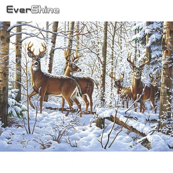 

EverShine Full Square Diamond Painting New Arrivals Winter Animals Picture Rhinestones Diamond Mosaic Deer Cross Stitch Kit Art
