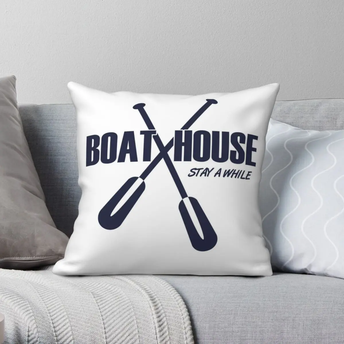 

Boat House Square Pillowcase Polyester Linen Velvet Printed Zip Decor Pillow Case Home Cushion Cover