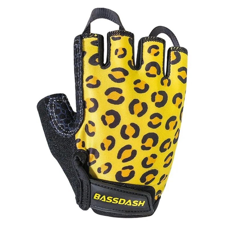 Leopard Bassdash UPF 50+ детские перчатки с мягкими захватывающими ладонями, УФ-защита для велосипедов, рыбалки для мальчиков и девочек 1-8 лет - Цвет: Leopard