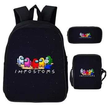 

Among Us Impostor Printed Hot Game Children Backpack Child Cute Bagpack Student Pen Case Travel Bags Boys Girls Shoulder Bags