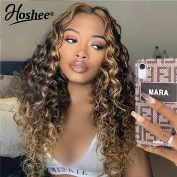 

13x4 Curly Human Hair Wigs Pre Plucked Bralizian Remy Ombre Colored Lace Front Human Hair Wigs For Black Women 180 Density