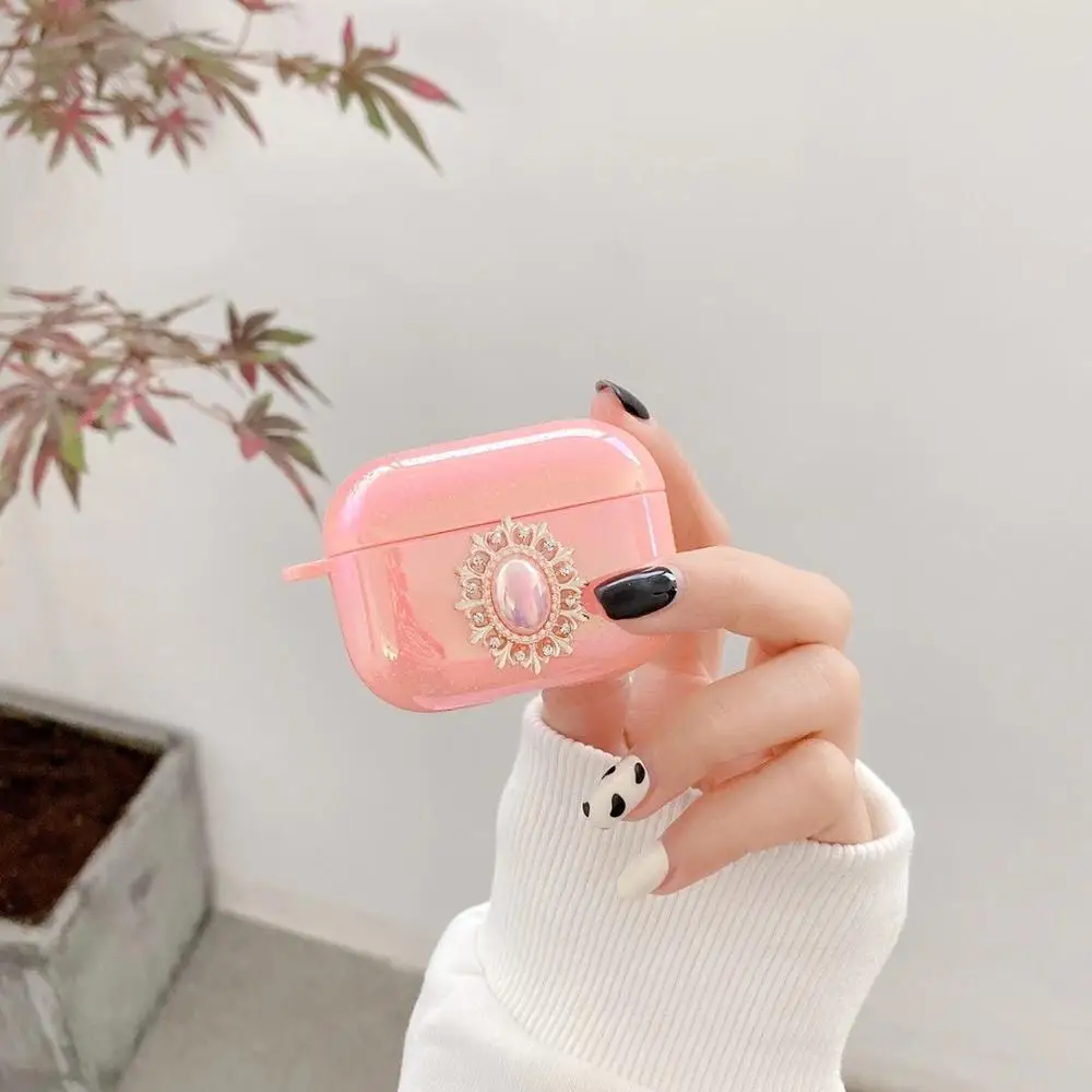 Блестящий 3D-чехол для AirPods Pro 3 защитный силиконовый чехол кошачий глаз с жемчугом