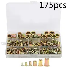 

175Pcs Color-Plated Zinc Steel Rivet Nut Set Metric + British System Combination M3/4/5/6/8/10