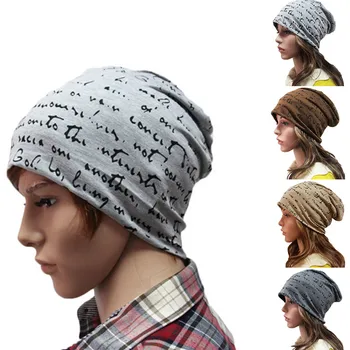 

Unisex Winter Letter Print Headscarf Hat For Men And Women Ear Warm Hat шапка женская beanie hat Winter Women Hat wu tang clan