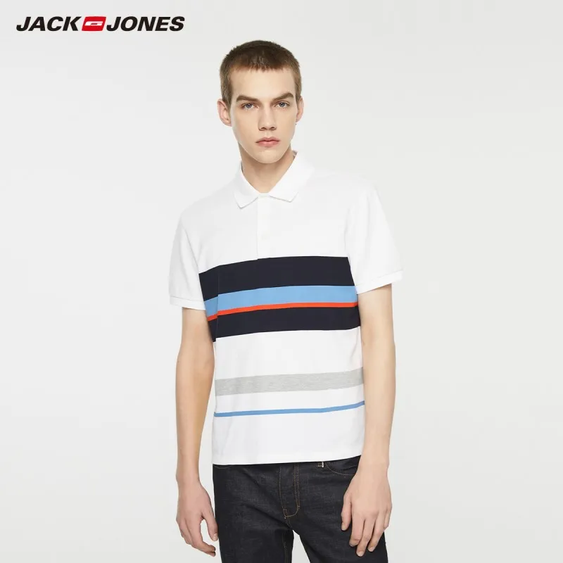 JackJones мужская рубашка поло с короткими рукавами из хлопка стрейч в полоску