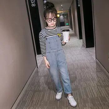 여아용 데님 점프 수트 청바지 바지, 봄 가을, 10 대 아동용 오버롤, 어린이 데님 롬퍼