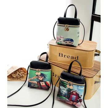 

New Women's Mobile Phone Bag Cartoon Female Messenger Shoulder Bags Crossbody Cute Fashion Pu Leather Bags Mini Bear Handbags
