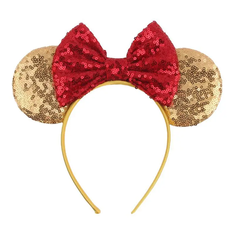 headband 12 Блестящий ободок с мышиными ушками Минни для девочек " металлический бантик для волос праздничный обруч Детская Новогодняя повязка на голову для девочек Аксессуары - Цвет: headband 12