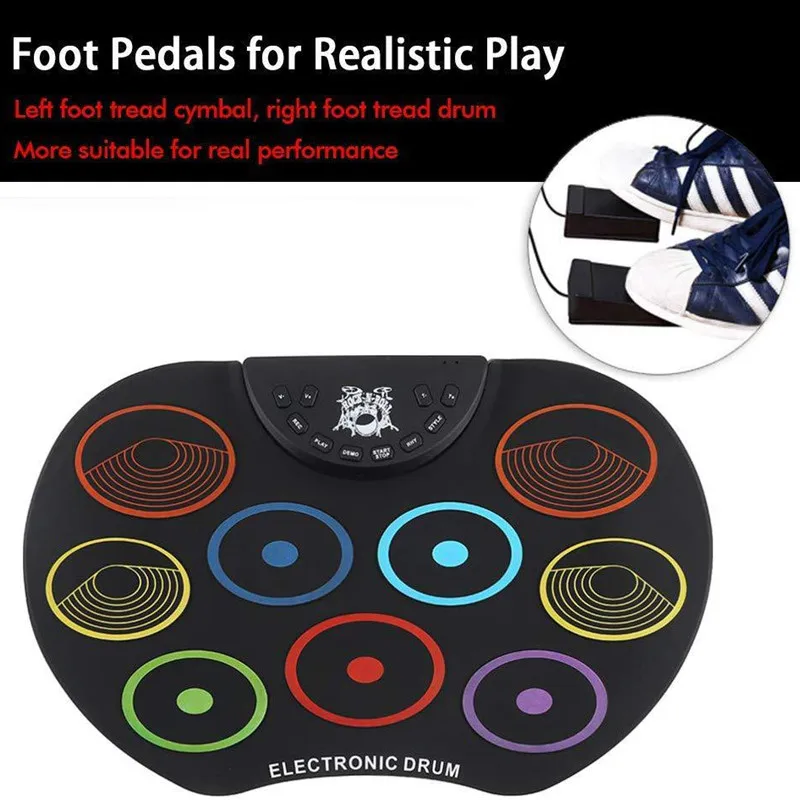 Color Hand-Rolled Drum 7 Standard Timbres 9 Demo Songs Music Sense Cultivation Children Educational Drum kit Instrument Toys 3