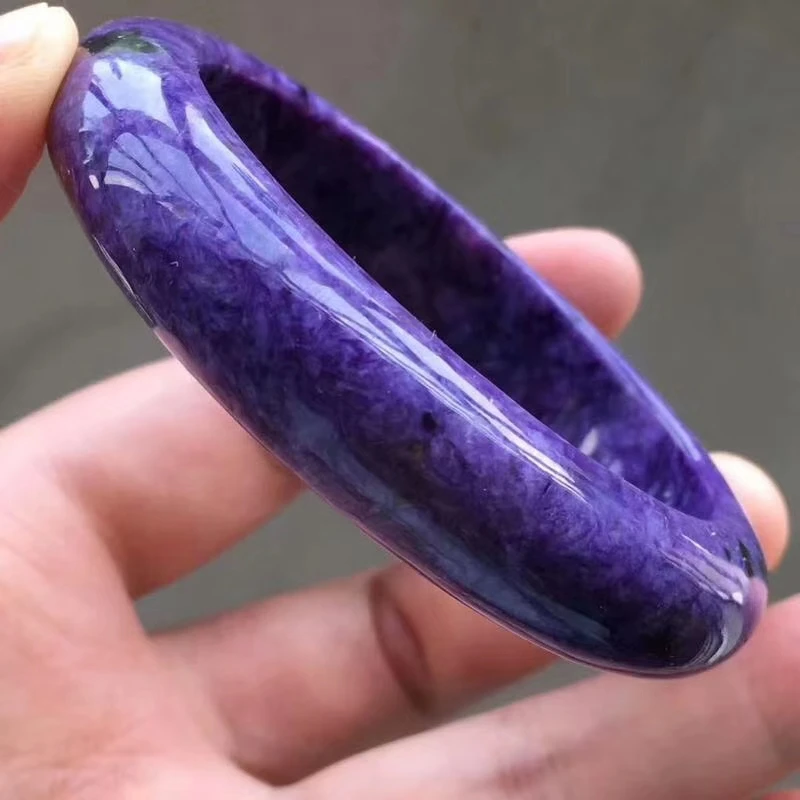 

Top Quality Natural Purple Charoite Russia Round Bangle Inner Diameter 56mm Gemstone Lady Bracelet For Women Fashion AAAAAA