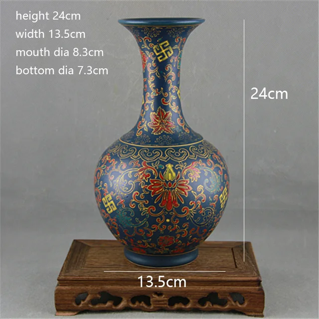 Jingdezhen Antique vase decorated with deep blue glaze, enamel and flower pattern in Yongzheng, Qing Dynasty 6