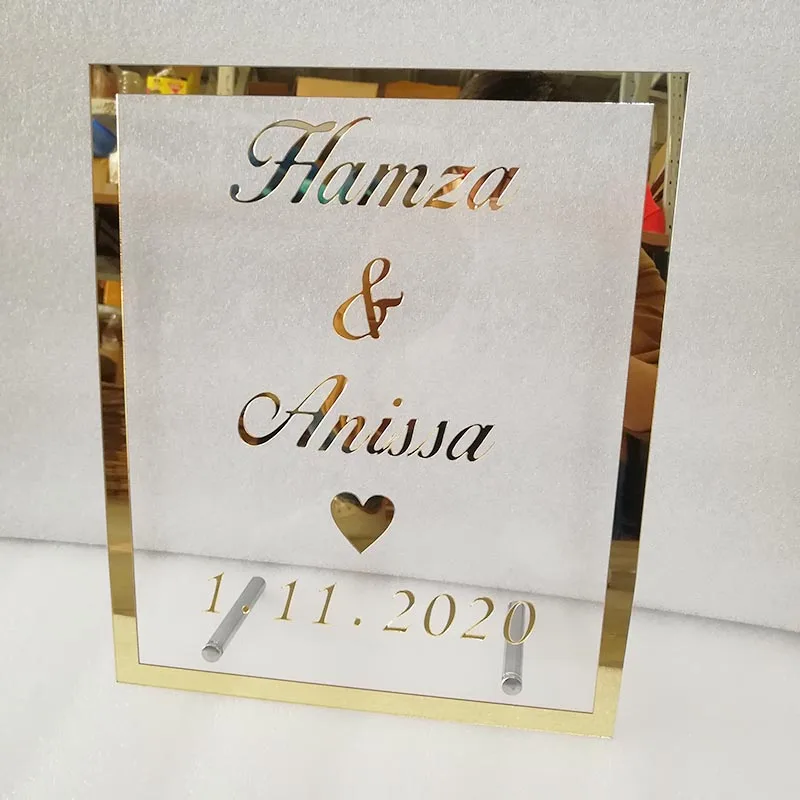 Personalized Wedding Couple Names Sign Mirror Acrylic Frame Names Welcome Guests Word Signs Wedding Party Decor Favor