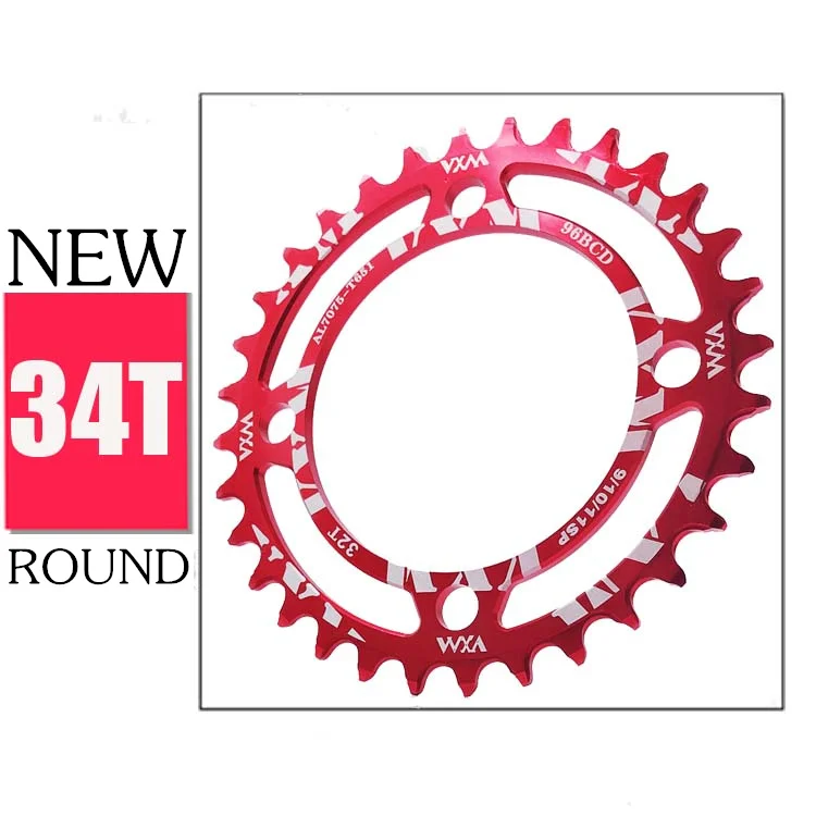 VXM профиль зубцов цепное колесо 96BCD 32 T/34 T/36 T/38 T круглая узкая широкая цепь MTB велосипедная система Запчасти для велосипедов - Цвет: 34T Red
