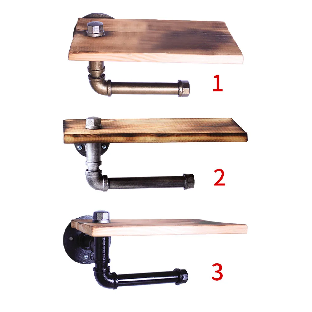 Ванная комната туалет аппаратная деревенская деревянная полка для дома 2 в 1 стеллаж для хранения легко установить Санузел чугунная бумажная труба держатель