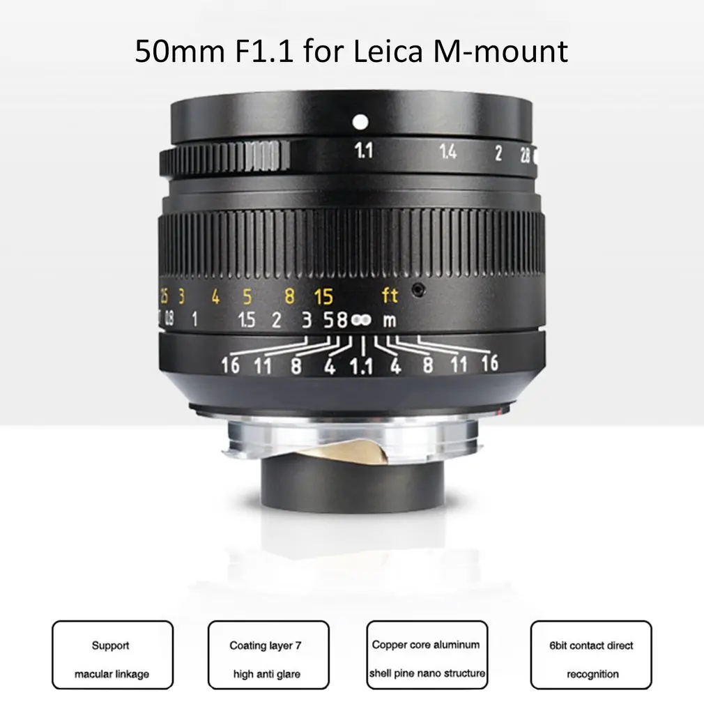 7 artisans 50mm F1.1 Prime Lens to All Single Series for Leica Metal Micro Cameras Accessories E-Mount Manual Focus