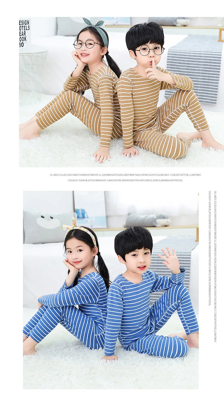 cotton sleepwear for toddler girl Seamless Thermal Kids Long Sleeve Autumn Winter Kids Thermal Underwear Set Teenage Boys Girl Pajamas Child Sleepwear 4 6 10 12 Y cotton baby nightgown