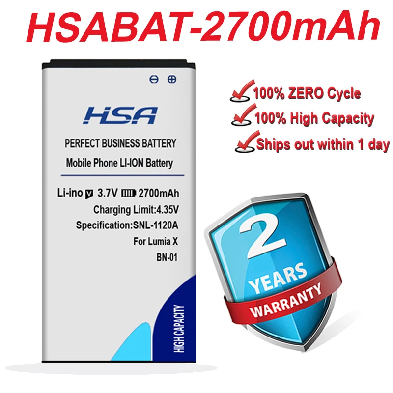 Аккумулятор HSABAT для Nokia Lumia X 1045 аккумулятор 2700 мАч 1013 RM 980 Normandy/X2 + Plus X2DS|battery for|battery