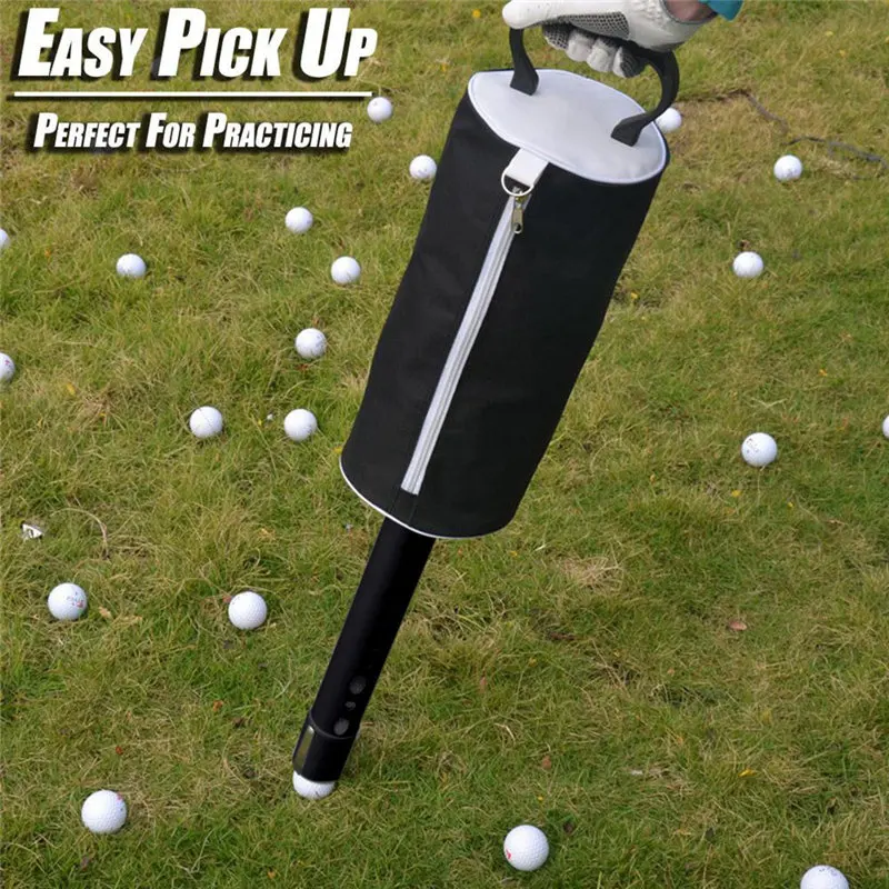 Black Zipper Pick Up Golf Shag Bag Golf Ball Hold Up To 70 Balls Easy To Pick Up The Ball Can Long Term Use With a handle 7