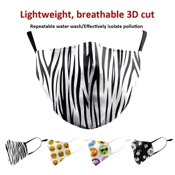 

Fashion Face Expression Printed Masks PM2.5 Anti-dust Mouth-muffle Flu Masks Reusable Pluggable Filter Mask