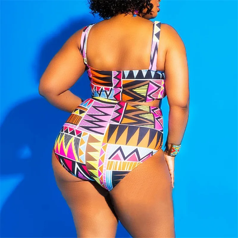 Bkning 4XL Plus Size Women Swimsuit One Piece Bathing Suit for Woman 2020 Swimsuits Strapless Plaid Joint Swim Large Monokini XL
