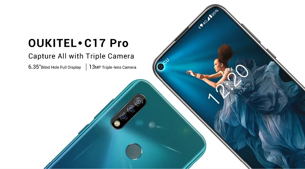 Смартфон OUKITEL C17 Pro 2,4G/5G WiFi 4G LTE Android 9,0 MT6763 сканер отпечатков пальцев распознавание лица 6,35 "HD экран 4 Гб 64 Гб мобильный телефон