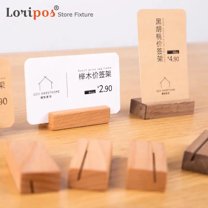 

Wood Card Holder Wedding Postcard Organizer Wooden Creative Desk Sign Price Tag Display Memo Note Clip Picture Photo Clip Stand