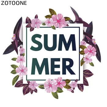 

ZOTOONE Iron on Summer Flowers Patch for Clothes DIY Heat Transfer Printed Letter Stickers Clothing Embroidery Applique D
