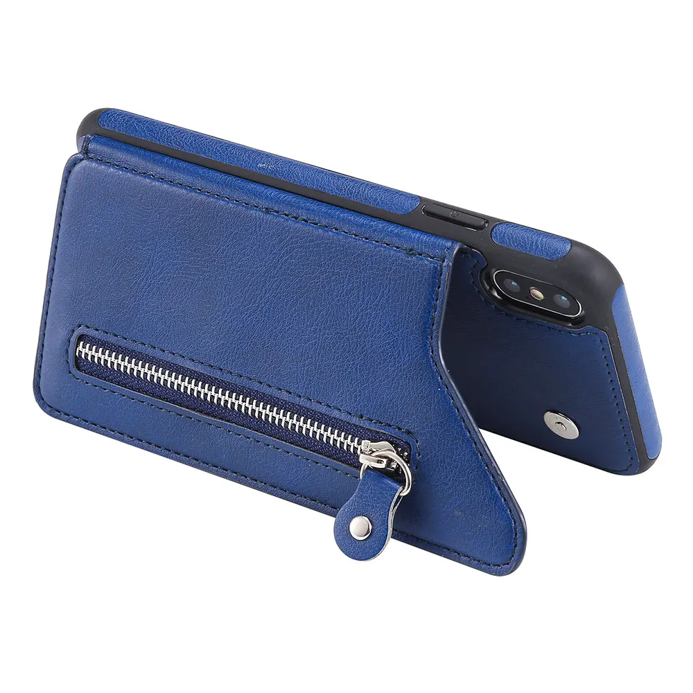 KISSCASE Card Slot Phone Case For iPhone XS MAX XR 7 8 Zipper Wallet Magnetic Flip Leather Funda X 6 6S Plus | Мобильные телефоны и