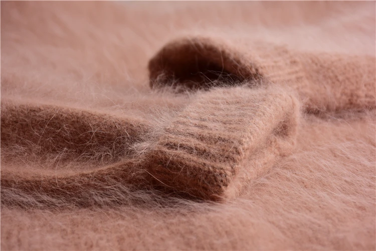 Female general sweaters plush mink cashmere round neck clothes fur loose batwing sleeves sweater pullover basic autumn