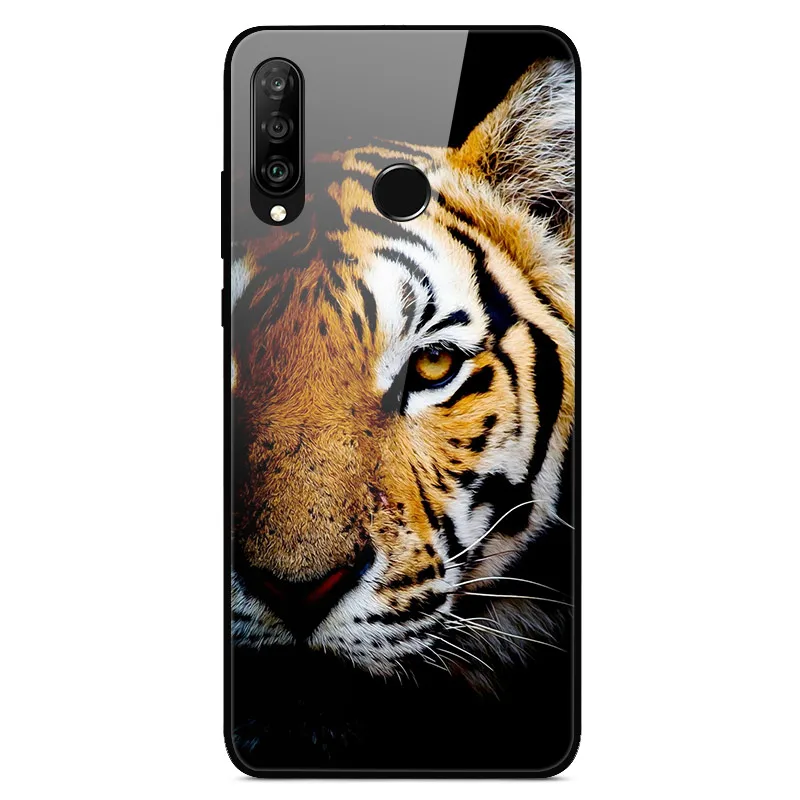 For Huawei P30 Lite Case Tempered Glass Printed Back Cover Hard Case For Huawei P30 Lite Phone fundas P40 Pro P30Lite Coque